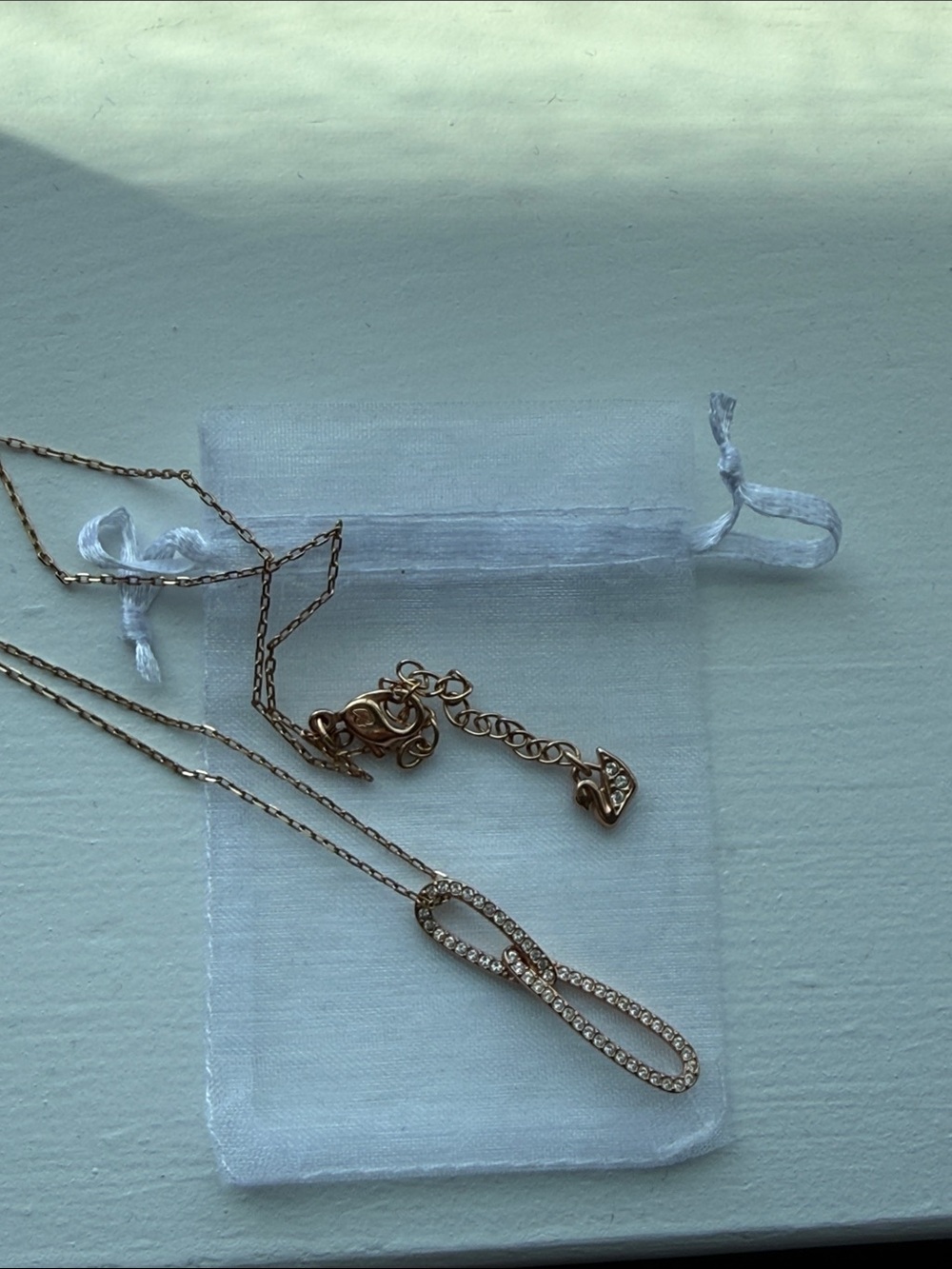 Swarovski Rose Gold Loop Crystal Pendant Necklace